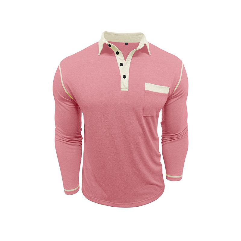 Men's Collared Polo Shirt Long-Sleeved Autumn Casual Sweatshirt Men's Plus Size T-Shirt Asymmetrical Design
