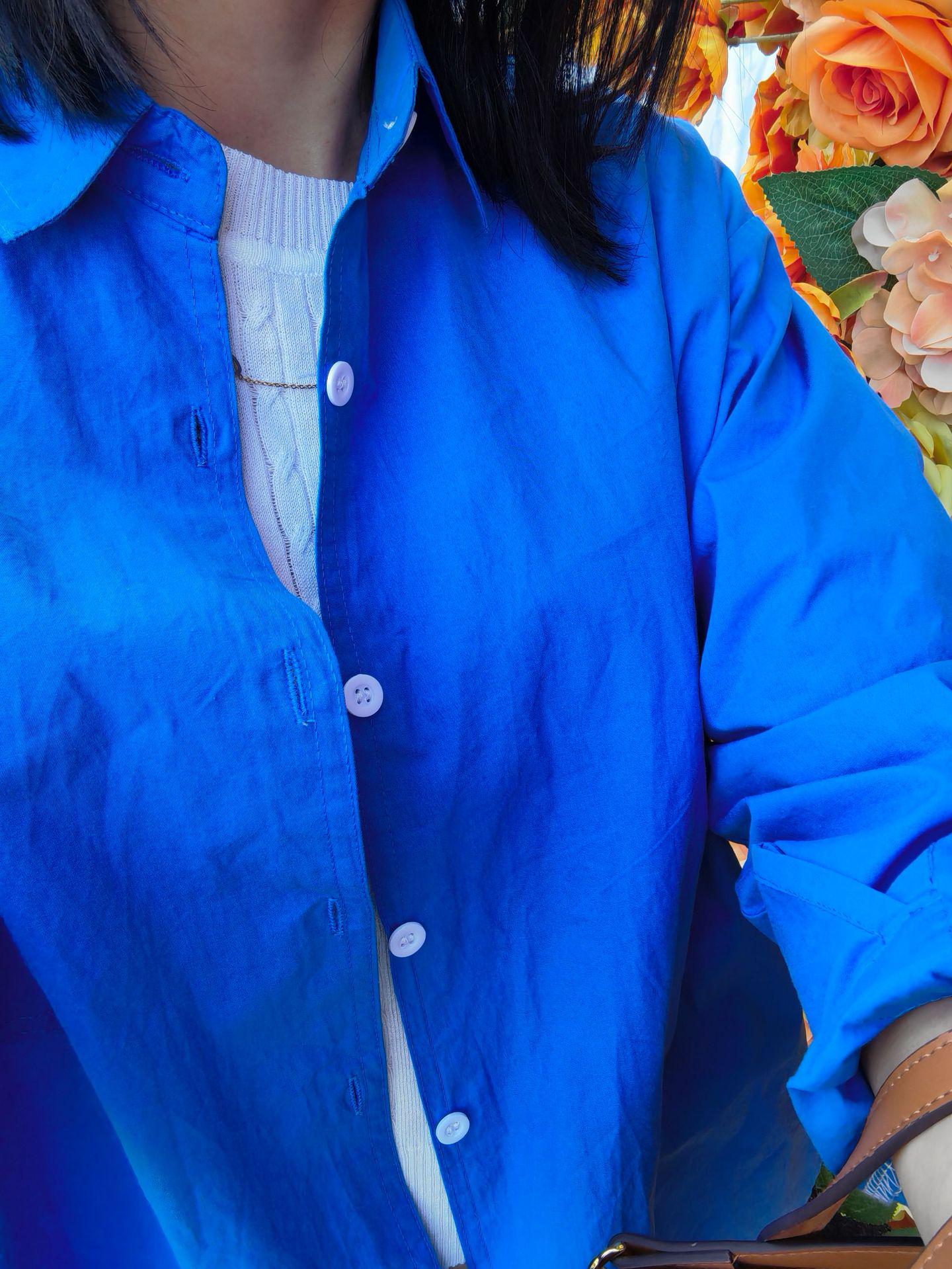 

Женская хлопковая рубашка средней длины свободного кроя с воротником поло - Новый весенне-осенний дизайн Extra Large