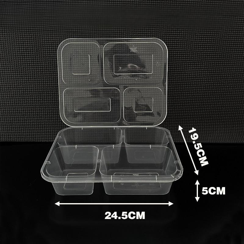 Disposable Thickened Food Container 3 4 5 Compartments with Lid for Canteen Business Meal Delivery