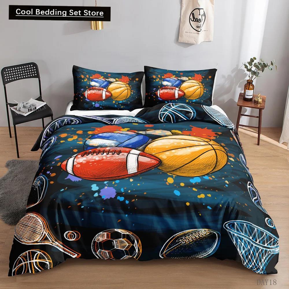 

Футбольный комплект постельного белья 3D спортивный футбольный комплект постельного белья наволочка для мальчиков подростков двойной размер Queen King Size полиэстеровый чехол Qulit EU single(135x200cm)