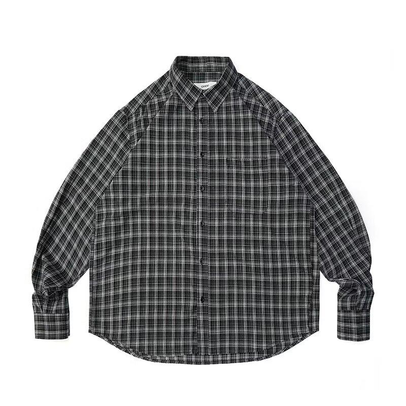 

Рубашка с длинным рукавом с буквенным принтом 2024 года в японском стиле в стиле Гонконга, свободная рубашка для мальчиков, летнее модное универсальное повседневное пальто 2XL чёрный