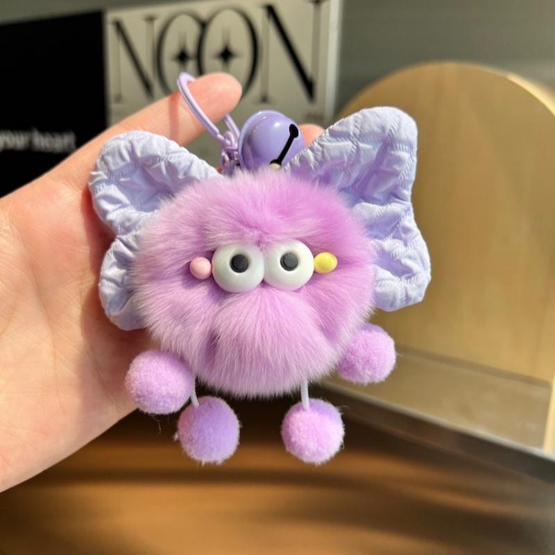 Neuer Kreativer Schleifen Kleiner Kohleball Anhänger Mädchenherz Buchtasche Hängende Dekoration Auto Schlüsselanhänger