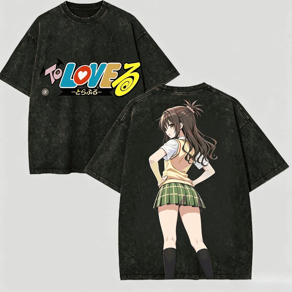 To LOVE-Ru Anime T-shirt Vintage Washed Y2K Aesthetic Unisex Oversized Short Sleeve Summer Cotton Retro Streetwear 2026 Hot Sale