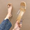 Women Sandals Summer Fashion Luxury New Beach Ladies Clear Sandal Comfortable High Heels Woman Transparent Medium Heel Shoes
