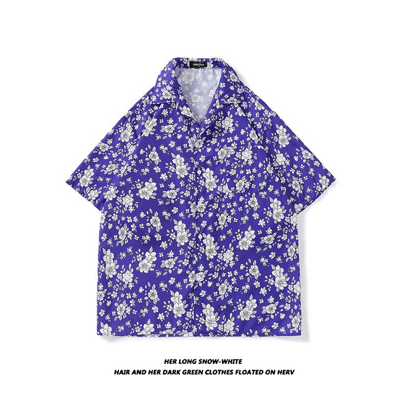 

Летняя модная мужская гавайская рубашка, мужские пляжные шорты с цветочным принтом, рубашка с рукавами 3XL синий