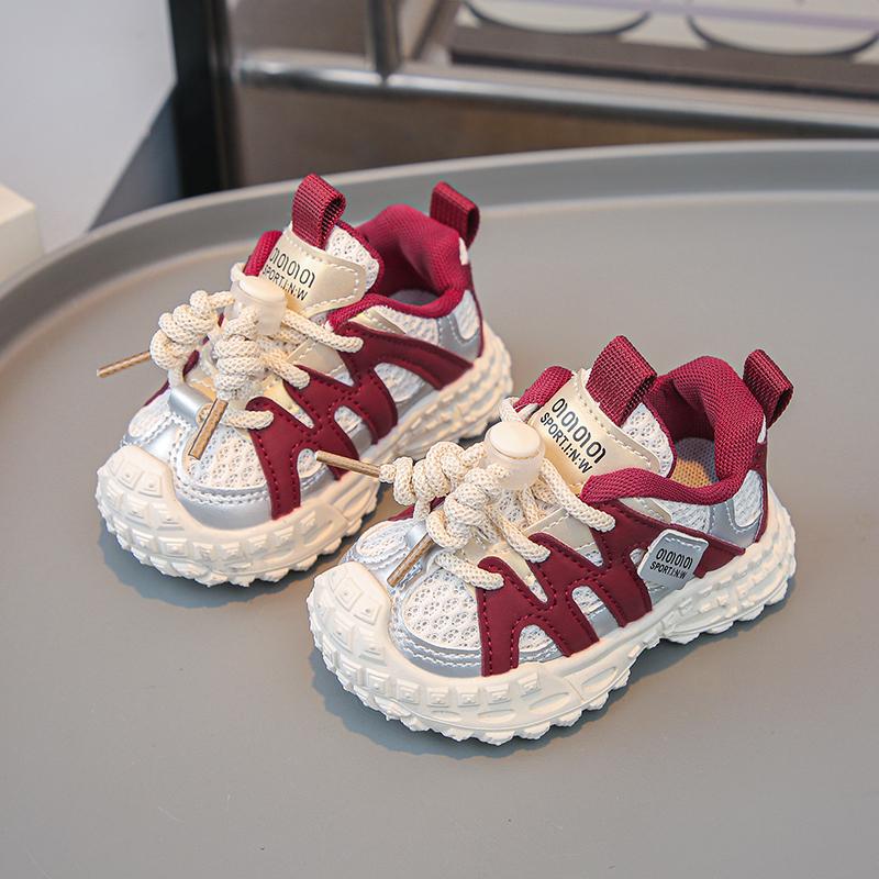 

Baby Sneaker Mesh Breathable Toddler Walking Shoes Pull Rope Soft Sole 2025 New Fashion Boys Girls Sports Running Shoes Non-slip 16 красный