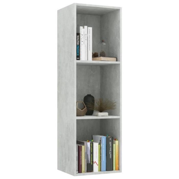Bibliothèque - VidaXL - Gris béton - 3 étagères - 36 x 30 x 114 cm - Meuble polyvalent