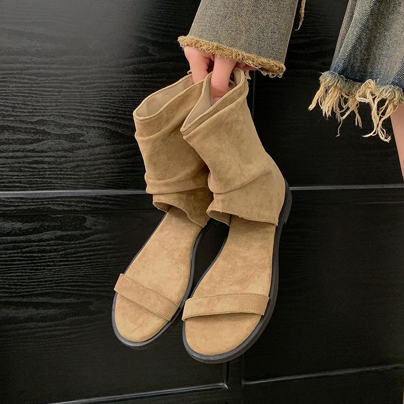 

Ретро сандалии на плоской подошве, повседневный нишевый дизайн, женские летние новые сандалии с перемычкой и задней молнией, крутые ботинки 40