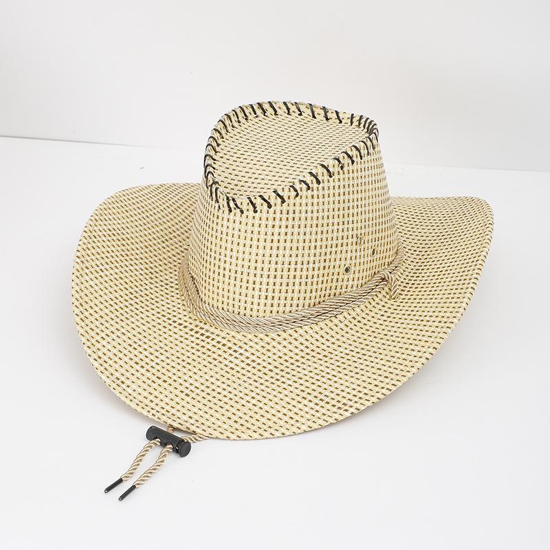 JYL TS DIY Paper Straw Cowboy Hat Outdoor Sun Protection Paper Straw