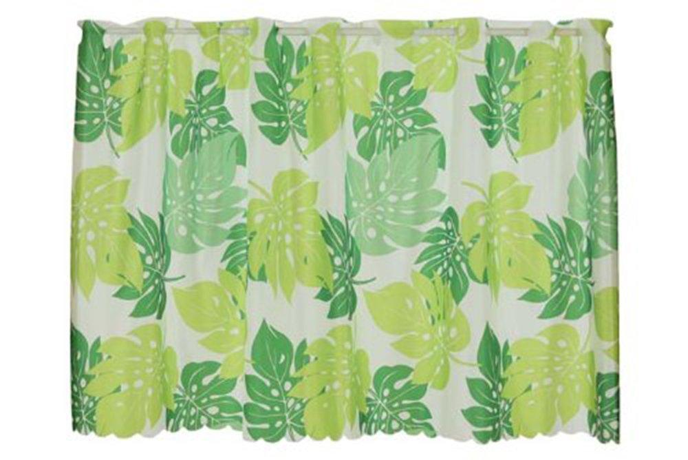 

narumikk Cafe Platinum 72cm Water-Repellent Curtain, Monstera, Green, Long, 16-149