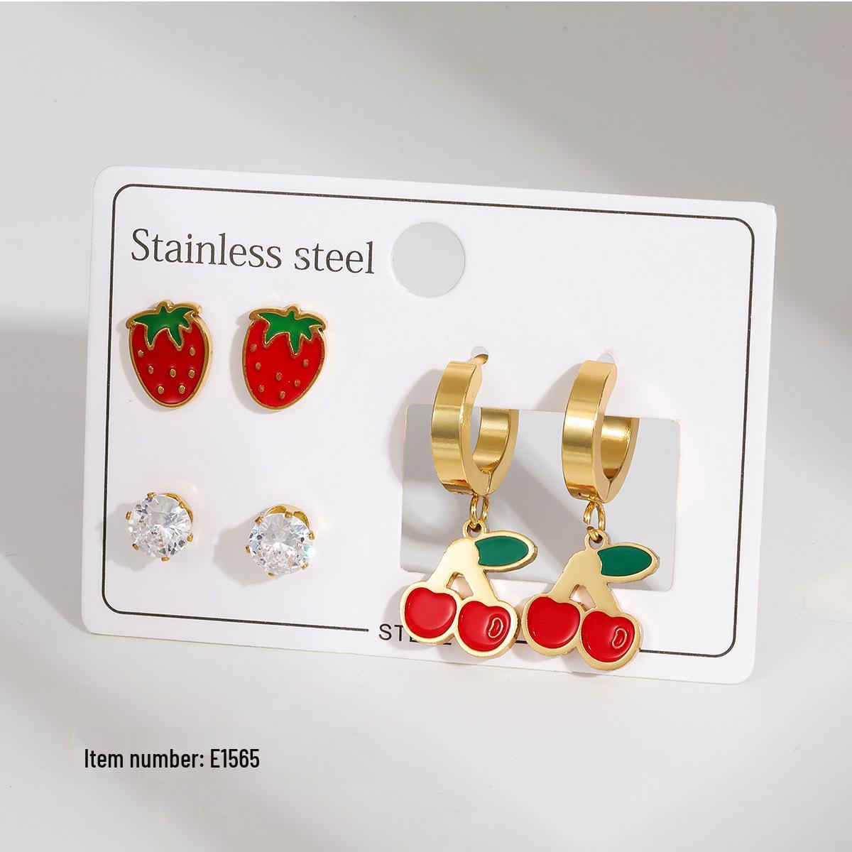 

Stainless Steel Heart, Star, Moon, and Flower Design Titanium Earrings for Women – Trendy, Non-Fading