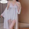 DZ Oran Princess Bridal Lingerie Set: Backless Ice Silk Morning Robe, Seductive and Comfortable, Plus Size 32