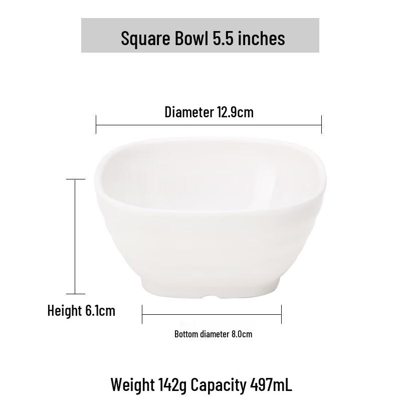 Melamine Imitation Porcelain Square Bowl