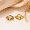 Retro Geometric 304 Stainless Steel Ear Studs with Concave-Convex Design