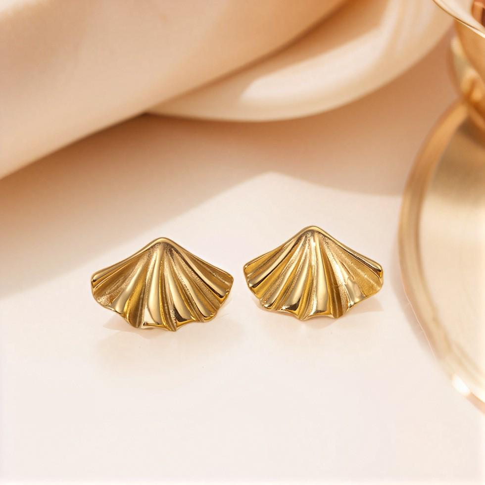 Retro Geometric 304 Stainless Steel Ear Studs with Concave-Convex Design