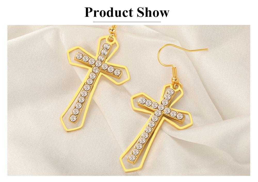 Cazador Clear Zircon Cross Earrings for Women Stainless Steel Christian Earrings Jesus Jewelry Valentine Gift 2026 Wholesale New