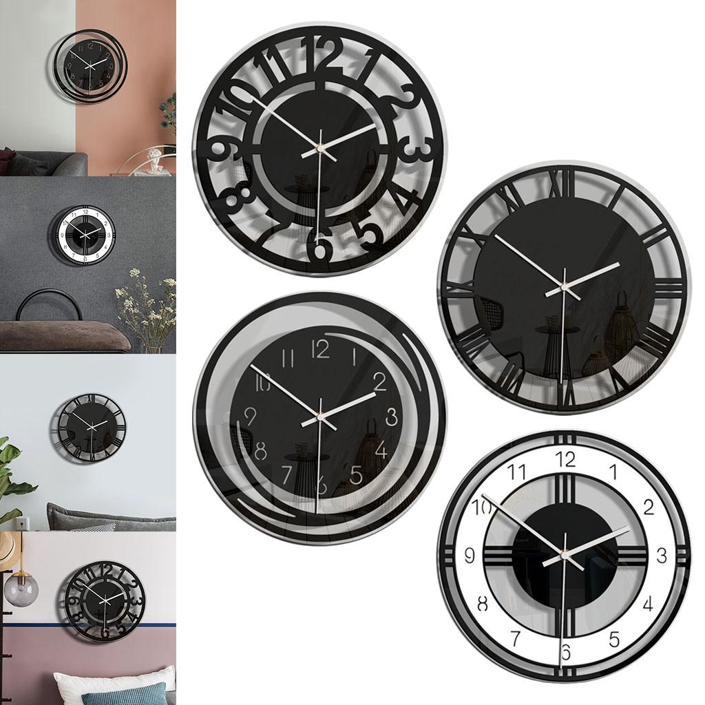 Round Wall Clock, 11 inch Battery Operated, Creative Fashionable Nordic Style, Non Ticking Digital