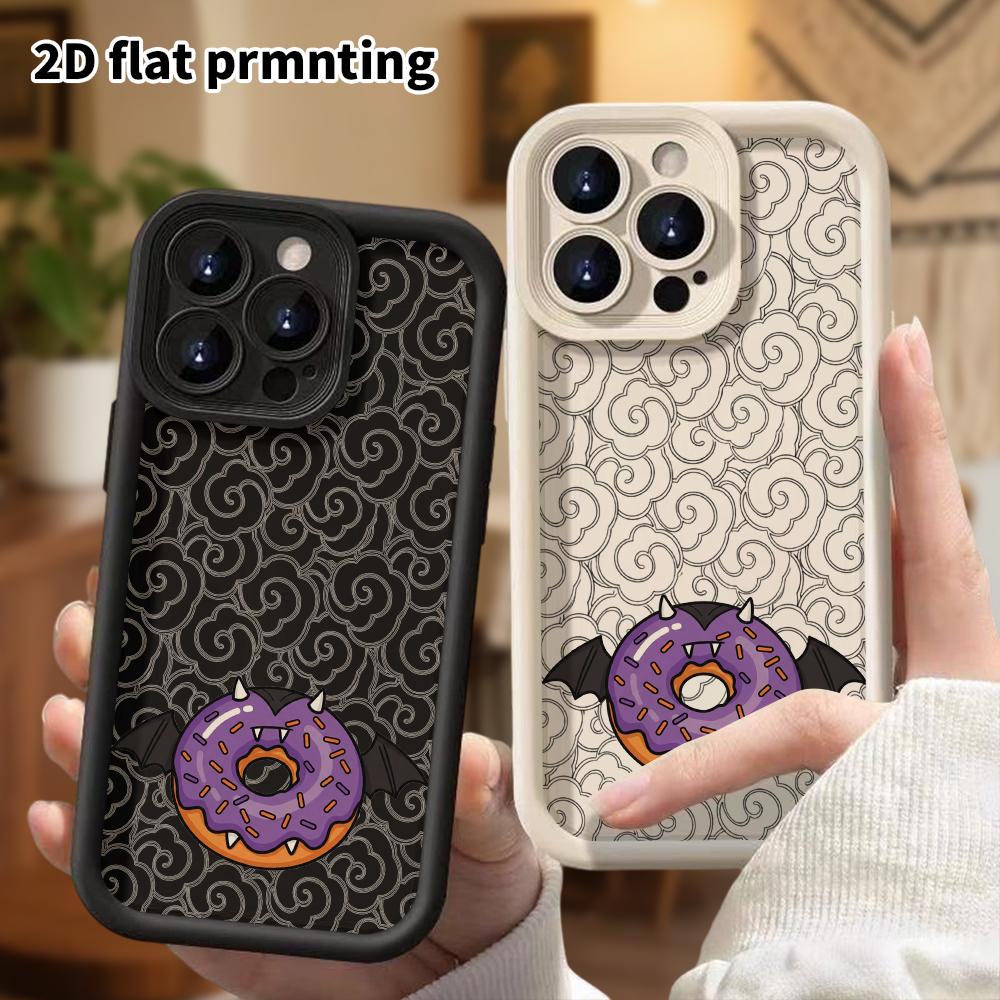 Phone Case: 2D flat design suitable for iPhone 18 17 16 15 14 13 Pro tiered protective case, demon donut, Christmas and Halloween gifts