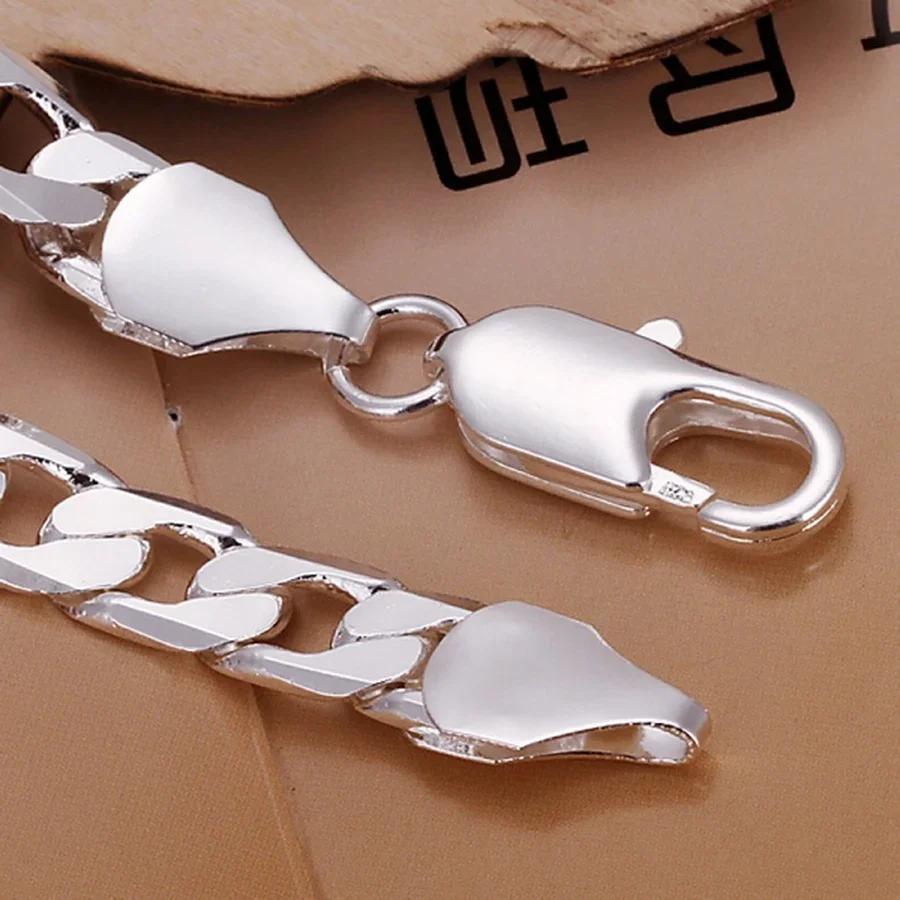 Fine 925 Sterling Silver Bracelet Jewelry 4MM-10MM width solid for man men women Chain LINK noble wedding party gifts