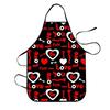 Romantic Valentines Day Apron With Black Heart Letter Print Waterproof Sleeveless Kitchen Cooking Gear For Couples