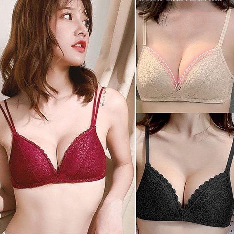 Women's Lace Floral Bralette Solid Color Sleeveless Vest Push Up Bra