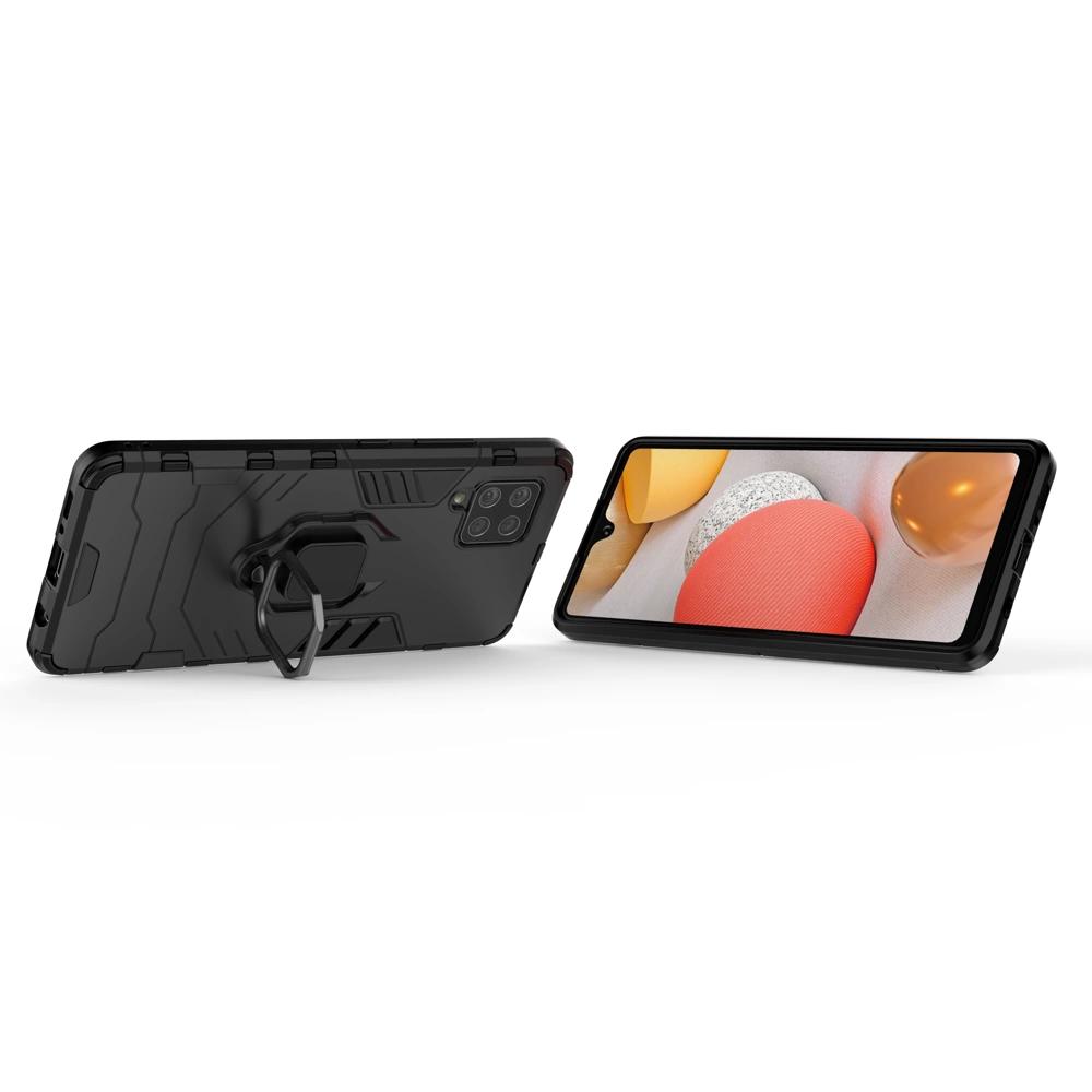 Ring Armor Pancerne Hybrydowe Etui Pokrowiec + Magnetyczny Uchwyt Samsung Galaxy A42 5G Czarny