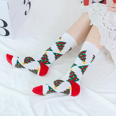 Christmas Themed Socks with Colorful Prints Cute Cartoon Skin Friendly Polyester Fiber Breathable and Comfortable