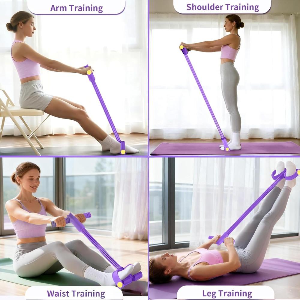 Multi-Functional Resistance Rope & Foot Pedal Yoga Band - Elastic Core, Waist, Arm, & Leg Stretching Fitness Equipment