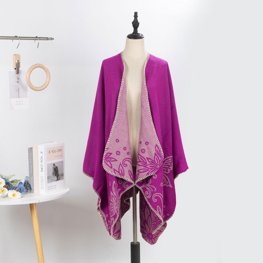 Double-Sided Cloak, Ethnic Style Pattern Shawl, High-End Wear, Women Wear Warm Shawl Jacket On Both Sides