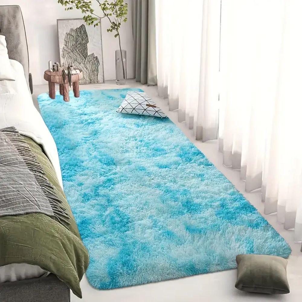 

Tie-Dye Plush Area Rug Modern Minimalist Soft and Fluffy Bedroom Side Rug Teenage Dorm Floor Mat Home Decoration 80x120cm 31x47inch небо синє кольору