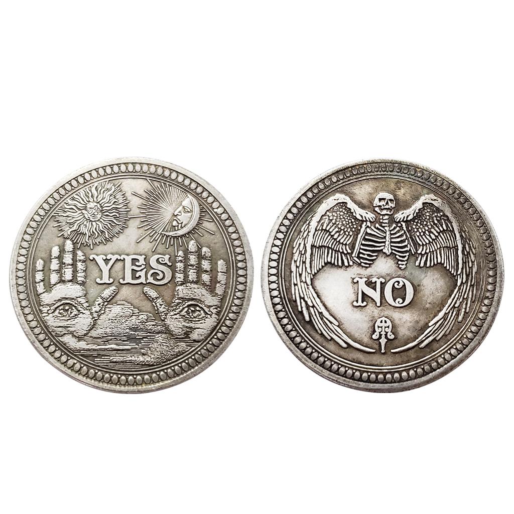 Tak lub Nie Pamiątkowa Moneta z Czaszką Vintage Metalowa Moneta Pamiątka Wyzwanie Kolekcjonerskie do Dekoracji Domu Sypialni Półki na Książki