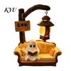 Resin Spooky Tabletop Figurine Halloween Ghost Reading Book Lamp, Cute Night Light with Book, Unique Desktop Atmosphere Lighting 3D Statue, Decor for