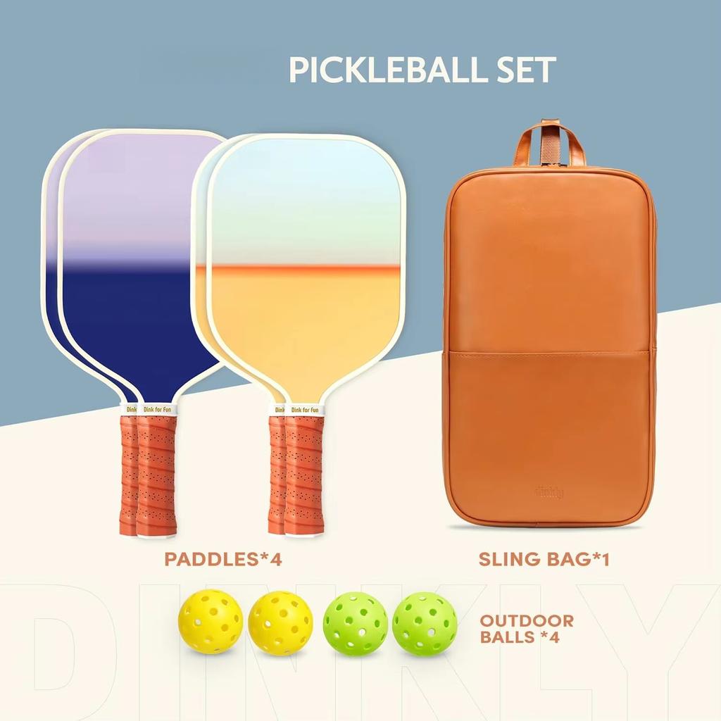 2026 Pickleball Paddles Set 2/4 USAPA Approved Graphite Fiberglass Racket 2 Paddles 4 Balls 1 Portable Carry Bag Adult 227g