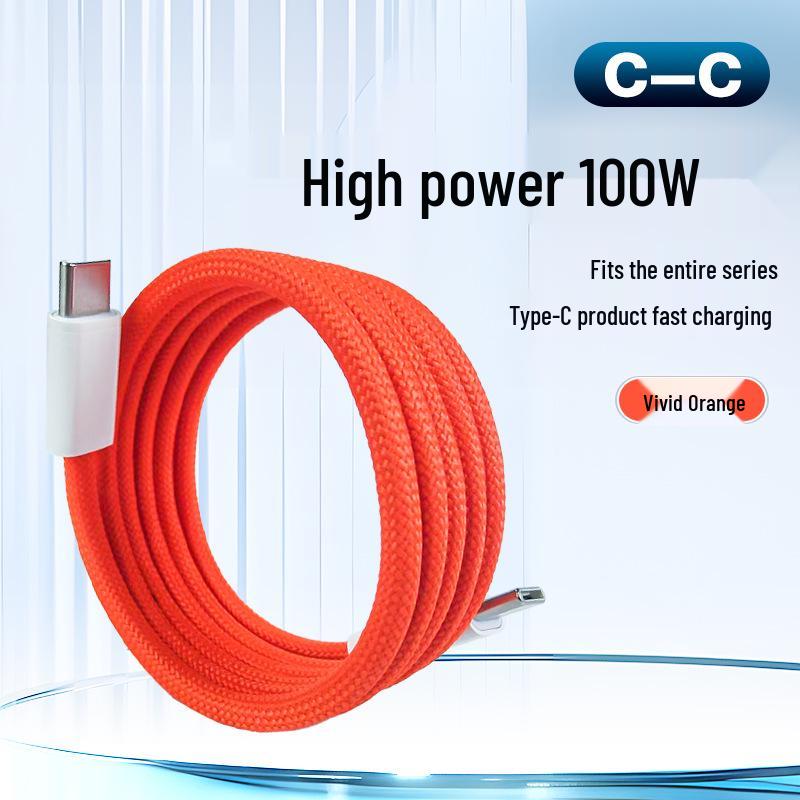 100W Dual Type-C Magnetic Braided Fast Charging Cable for Tablets & Computers - Compatible with Apple & Android Devices