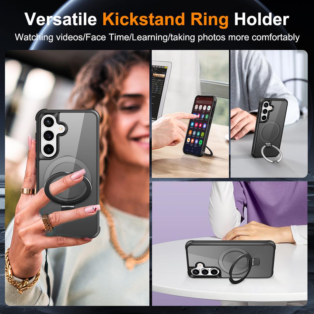 Magnetic for Samsung Galaxy S25/S24 Ultra Plus Case [Compatible With Magnetic] with Stand,Drop Protection] Translucent Back Slim