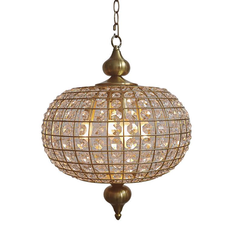 Французская Винтажная Хрустальная Люстра - Дизайнерская Полностью Медная Арт-Люстра для Гостиной, Виллы или Ресторана.