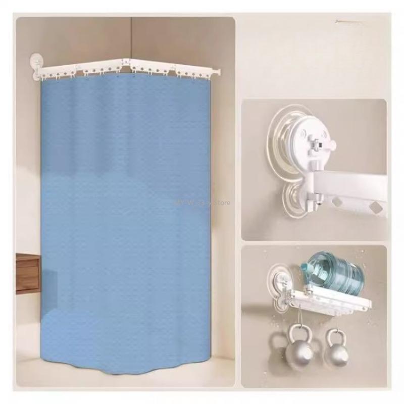Foldable Shower Curtain Waterproof Bath Room Partition Shower Wet And Dry Separation Suction Cup Bathroom Decor