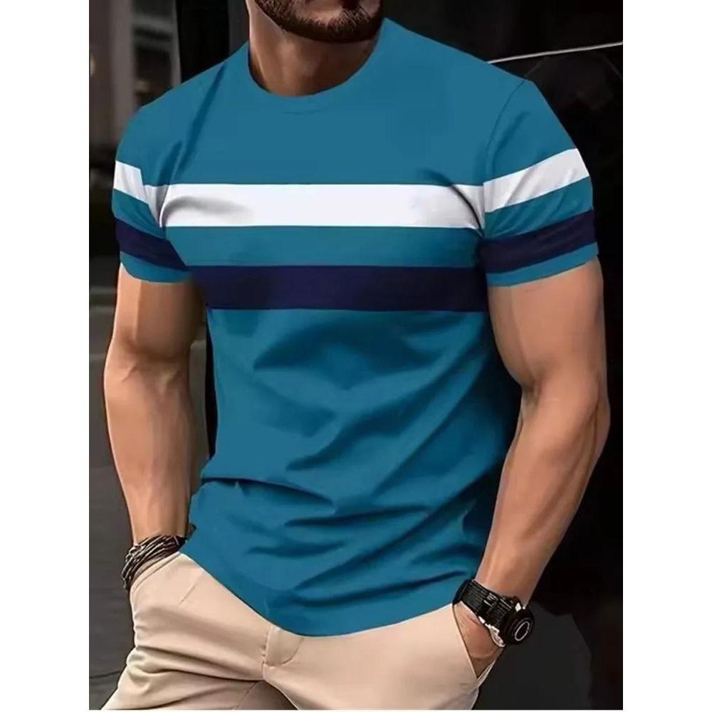 Fashion Striped Pattern 3D Print T-Shirts Men's Short Sleeve O-Neck T Shirt Casual Streetwear Harajuku Top Tees Men Clothing