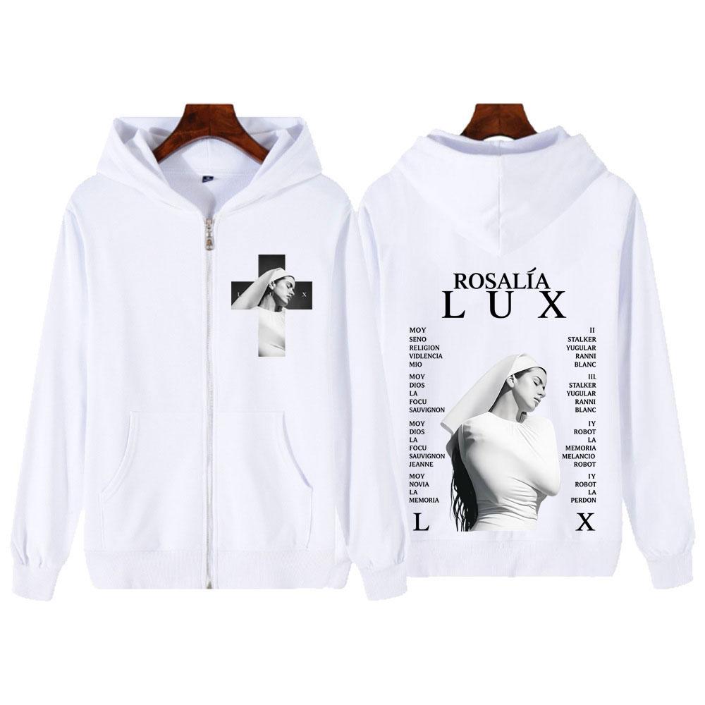 Singer Rosalia Lux Album Tour Print Graphic Zipper Hoodie Men Women Fashion Long Sleeves Zip Up Tracksuit