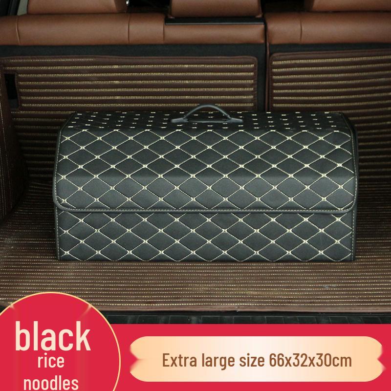 Trunk Storage Box: Multifunctional Folding Car Organizer with Logo-Printed Leather