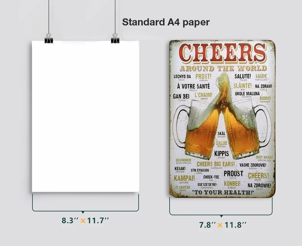 Vintage Beer Cheers Tin Sign Wall Plate Painting Decor Kitchen Bar Club Restaurant Pin Up Metal Signs Crafts Decorative Plaques