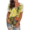 Bright Floral 3D Digital Printed Women's Fashionable Casual Round Neck Short Sleeved T-shirt