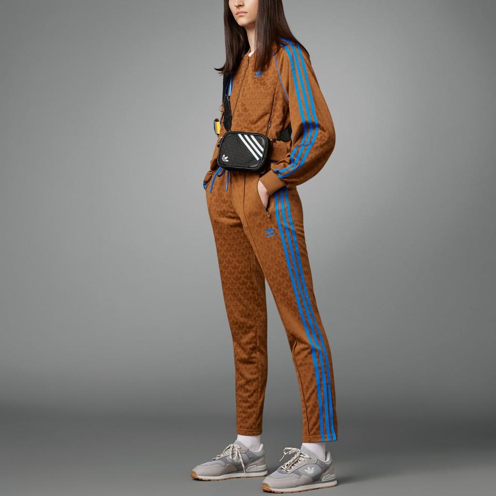 adidas Oryginalna kurtka baseballowa Adicolor z lat 70. w stylu vintage z paskami i logo Damska Odzież wierzchnia Brązowa IK7873
