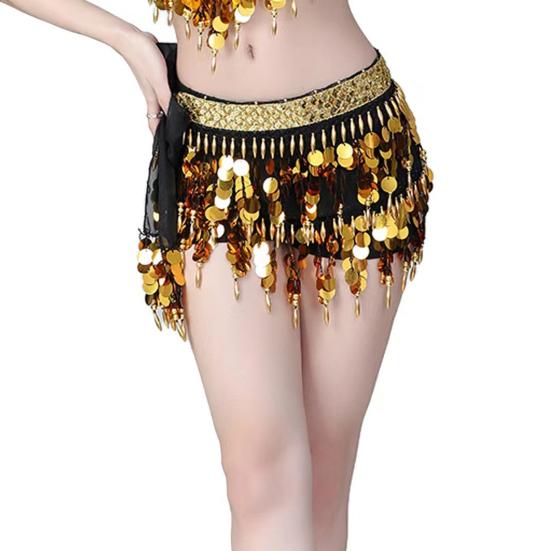 Belly Dance Waist Chain Sequins Hip Scarves Double Tier Waist
