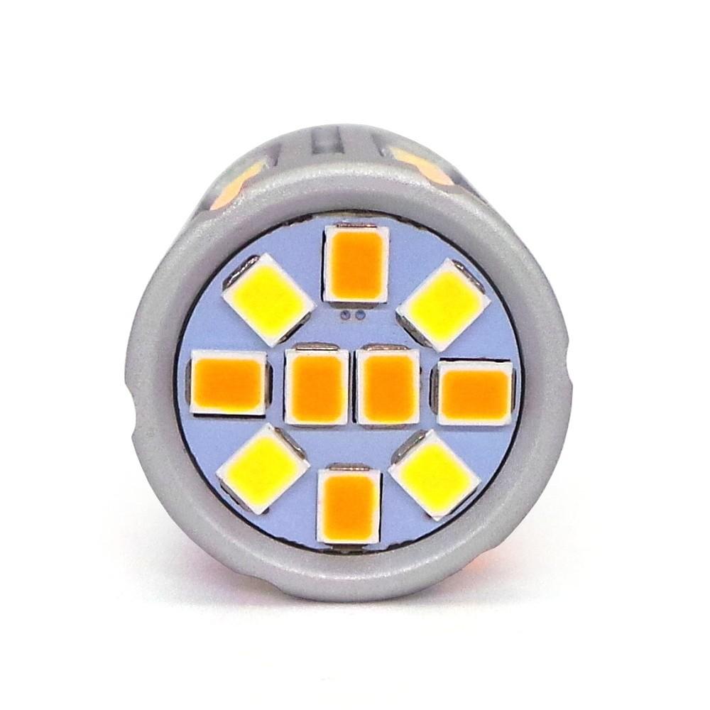 2 pezzi lampadina P21/5W LED BAY15D 12-24V 21/5W bianco-arancione senza errore Off-Road