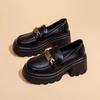 Schwarze Plateau-Damen Herbst neue Nische kleine Lederschuhe, Leder-Slingpumps