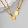 Vnox Dainty Christian Cross Necklace for Men Women, Stainless Steel Oval Pendant Box Chain, Faith Charm Religious Jewelry Gifts