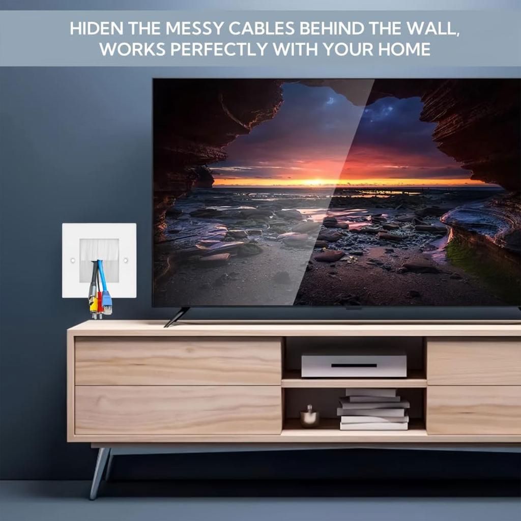 4Pcs Brush Wall Plate Port Insert Cover Cable Passthrough Wall Outlet Cable Entry Cover Wall Outlet Cable Entry Plate