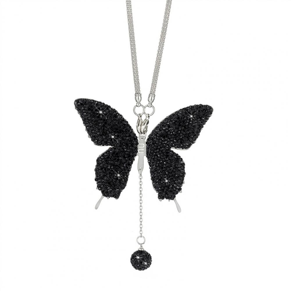 

Подвеска из горного хрусталя для зеркала заднего вида автомобиля, высококачественная подвеска из сплава для украшения автомобиля, элегантная искусственная бабочка для автомобиля для женщин чёрный