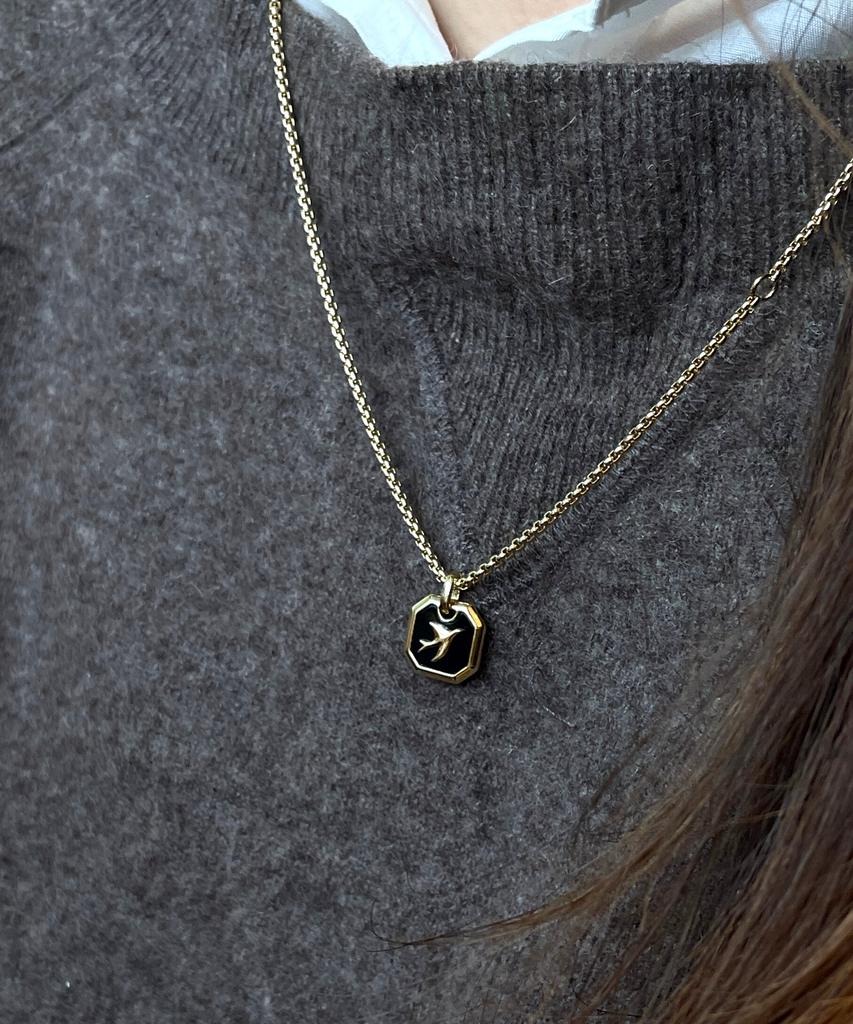 Gaman Silver Onyx Bird Necklace
